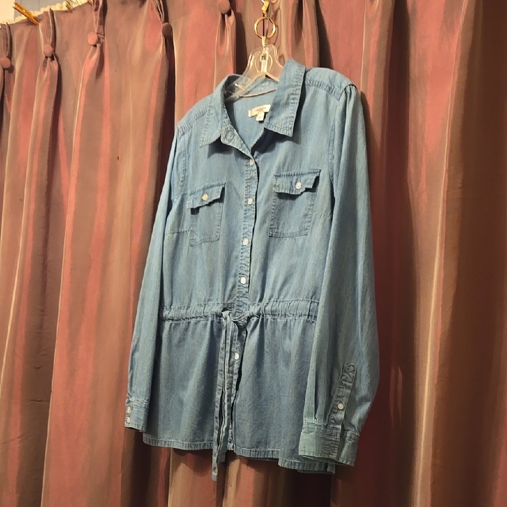 Liz Claiborne Blue Button Down Shirt Casual Top